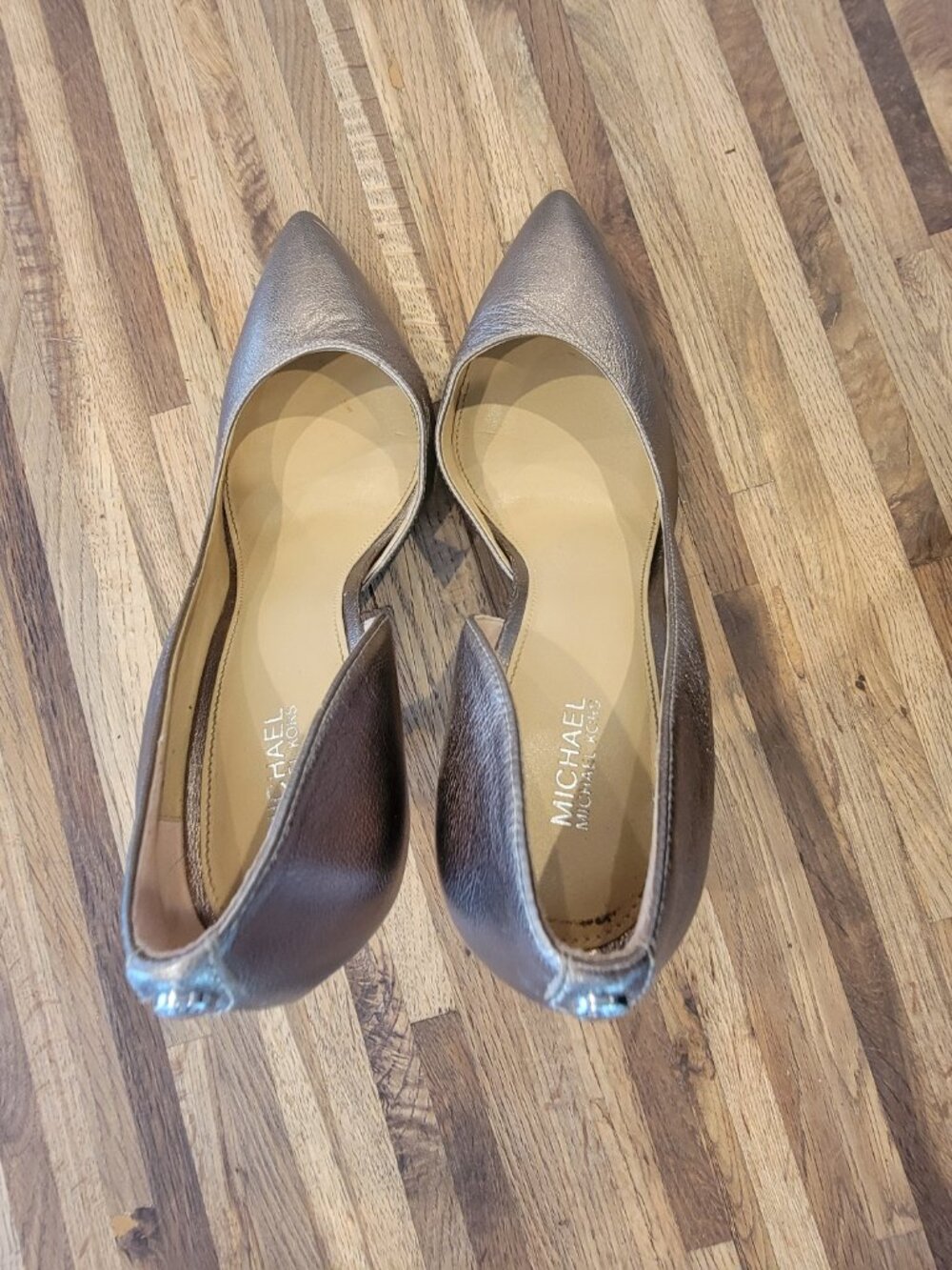 Michael Kors Metallic Leather High Heel Pointed Toe Pumps - Picture 6 of 15